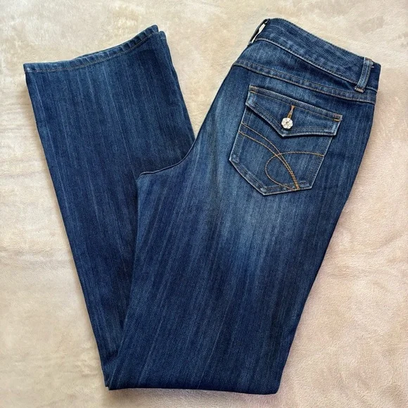 INC Denim Button Fly Regular Fit Boot Leg Jeans Size 8 - Picture 2 of 9